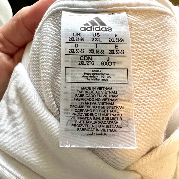 Adidas classic white black logo, 3 stripe hoodie sweatshirt Plus 2X mint worn 1x - Picture 5 of 10